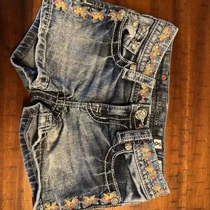 Miss Me - Floral Denim Shorts